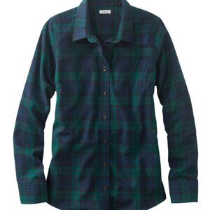 L.L. Bean Women's Scotch Plaid Flannel Shirt – Black Watch – US Small Tall
